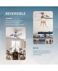 All Seasons 52" Ceiling Fan with Light, Quiet, Alexa/Google, 3 Color Led Lights, Reversible