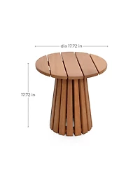 LuxenHome Outdoor Side Table, 17'' Natural Solid Wood Round Accent End Table, Modern Coffee Porch Tables for Indoor Outdoor, Plant Stand for Patio Gar
