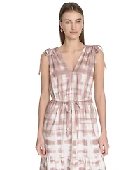 Calvin Klein Women's Printed V-Neck A-Line Midi Dress