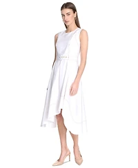 Calvin Klein Women's Belted Sleeveless Asymmetric-Hem Dress