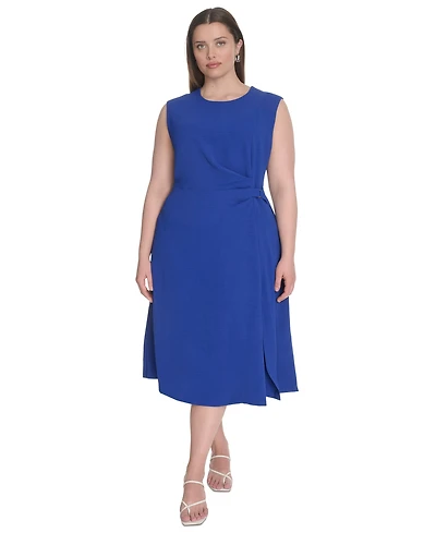 Calvin Klein Plus Side-Cinched Sleeveless Midi Dress