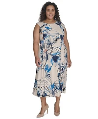 Calvin Klein Plus Asymmetric-Accent Midi Dress