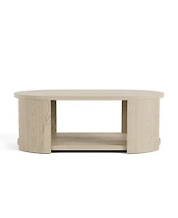 Furniture of America 18" Oak Rubberwood Rosin Oval Modern Coffee Table