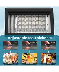 Cowsar 100lbs/Day Commercial Crescent Ice Machine | Dual-Position Undercounter/Freestanding | Adjustable Ice Thickness | Bar & Cafe Use