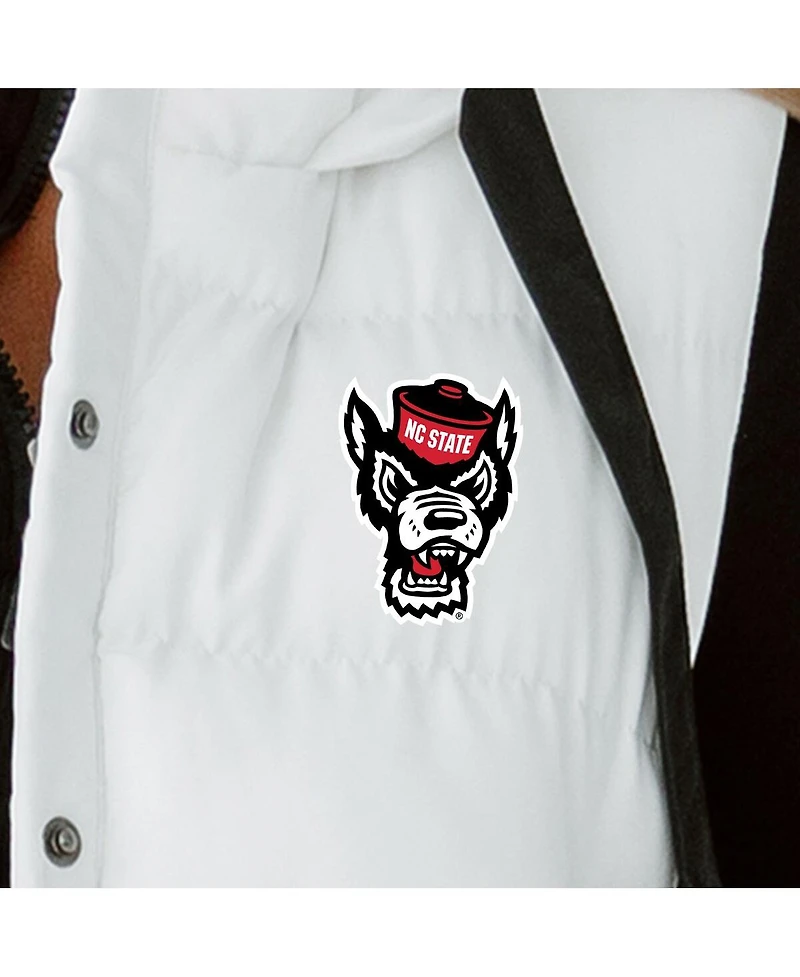 Gameday Couture Women's White Nc State Wolfpack Hooded Full-Snap Puffer Vest