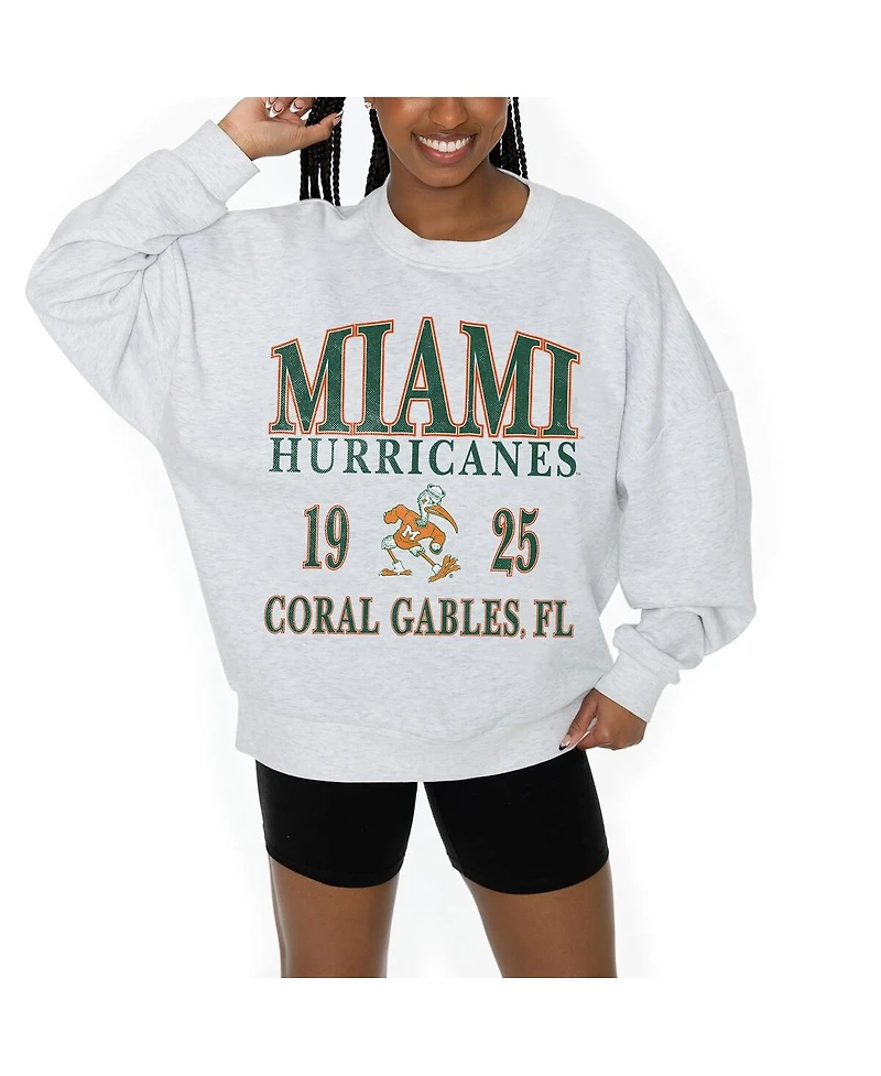 Gameday Couture Women's Ash Miami Hurricanes Premium Fleece Pullover Sweatshirt