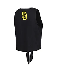 The Wild Collective Women's Black San Diego Padres Twisted Tie Front Tank Top