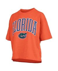 Pressbox Women's Orange Florida Gators Nelson Arch Over Logo Waist Length Oversized Slub T-Shirt