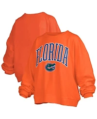 Pressbox Women's Orange Florida Gators Janise Arch Over Logo Waist Length Oversized Pullover Sweatshirt