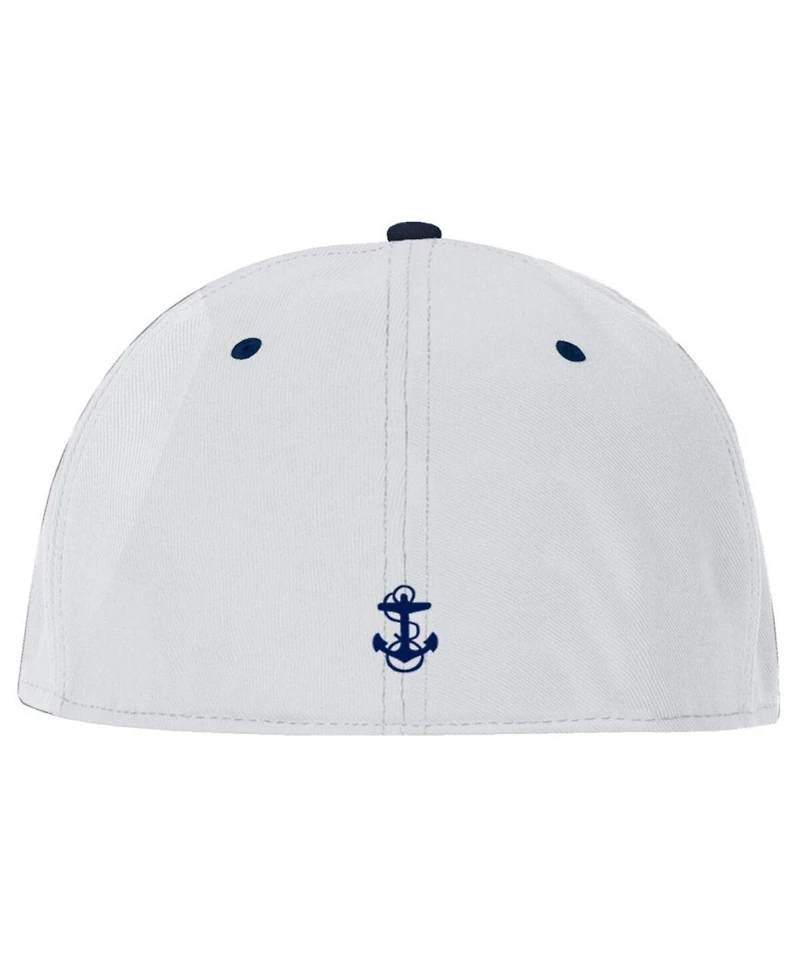 Under Armour Men's White/Navy Midshipmen Baseball Fitted Hat