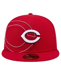 New Era Men's Red Cincinnati Reds Yarn Stitch 59FIFTY Fitted Hat