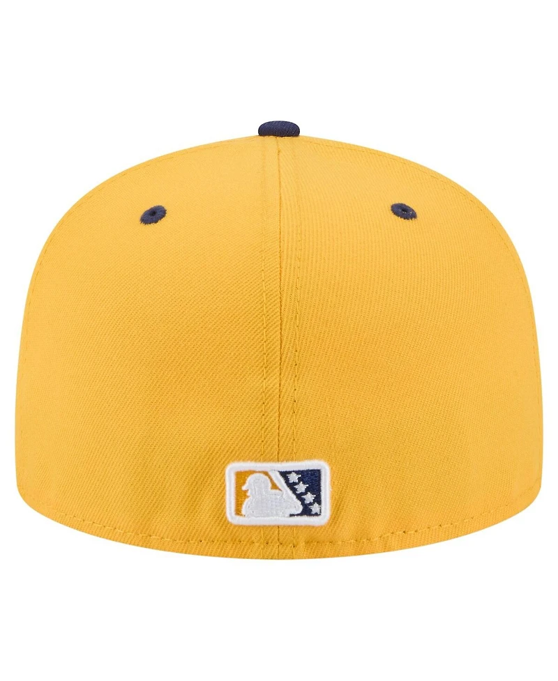 New Era Men's Gold/Navy Montgomery Biscuits Authentic Collection 59FIFTY Fitted Hat