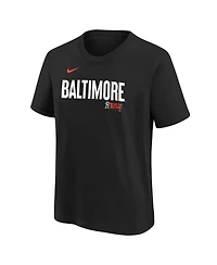 Nike Big Boys and Girls Black Baltimore Orioles City Connect Wordmark T-Shirt