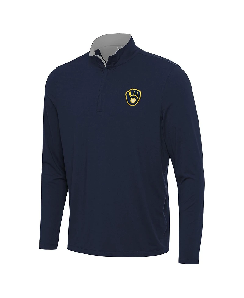 Antigua Men's Navy Milwaukee Brewers Content Quarter-Zip Top