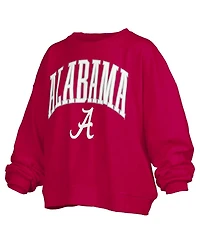 Pressbox Women's Crimson Alabama Crimson Tide Janise Arch Over Logo Waist Length Oversized Pullover Sweatshirt