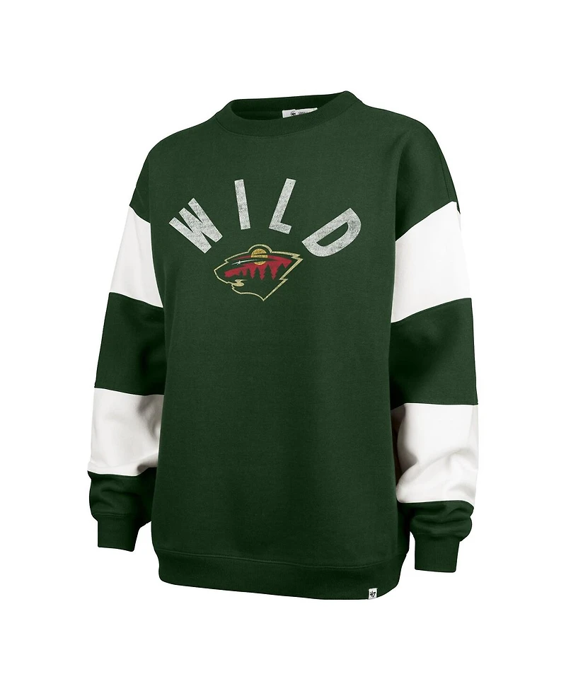 '47 Brand Women's Green Minnesota Wild Eephus Barred Pullover Sweatshirt