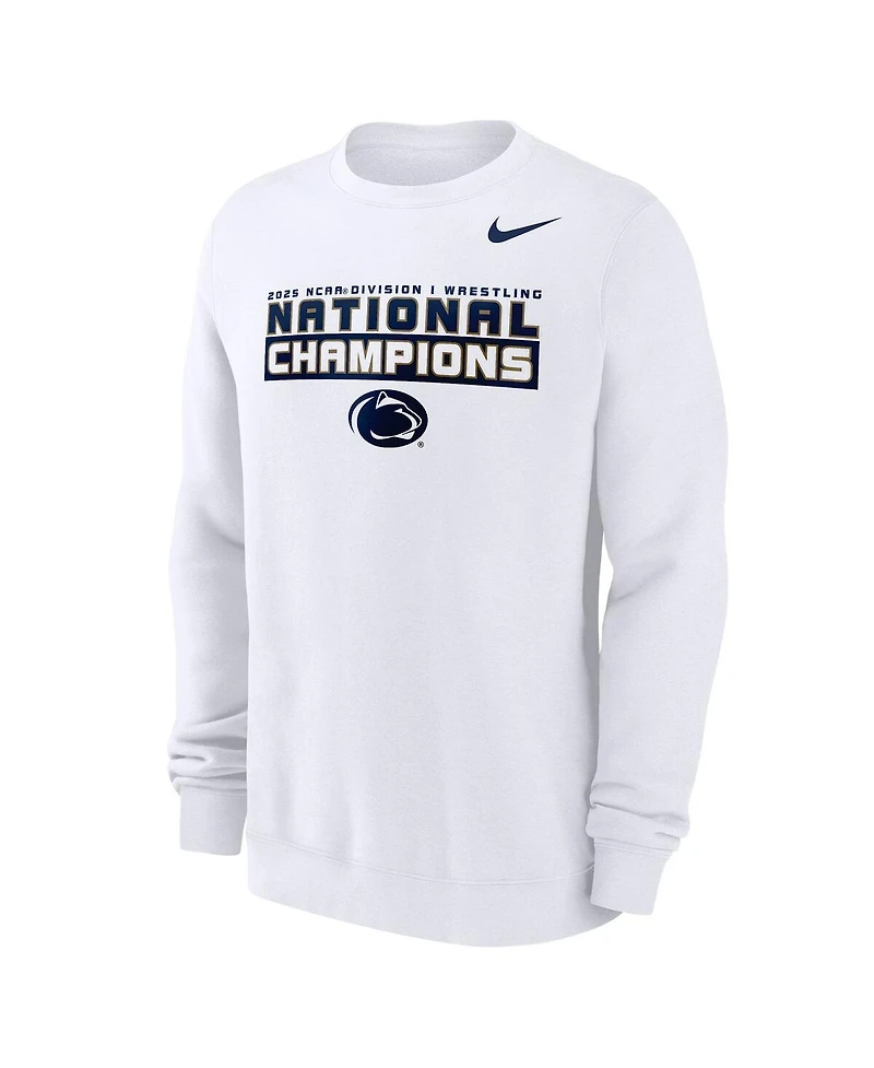 Nike Men's White Penn State Nittany Lions 2025 Ncaa Wrestling National Champions Club Fleece Pullover Sweatshirt