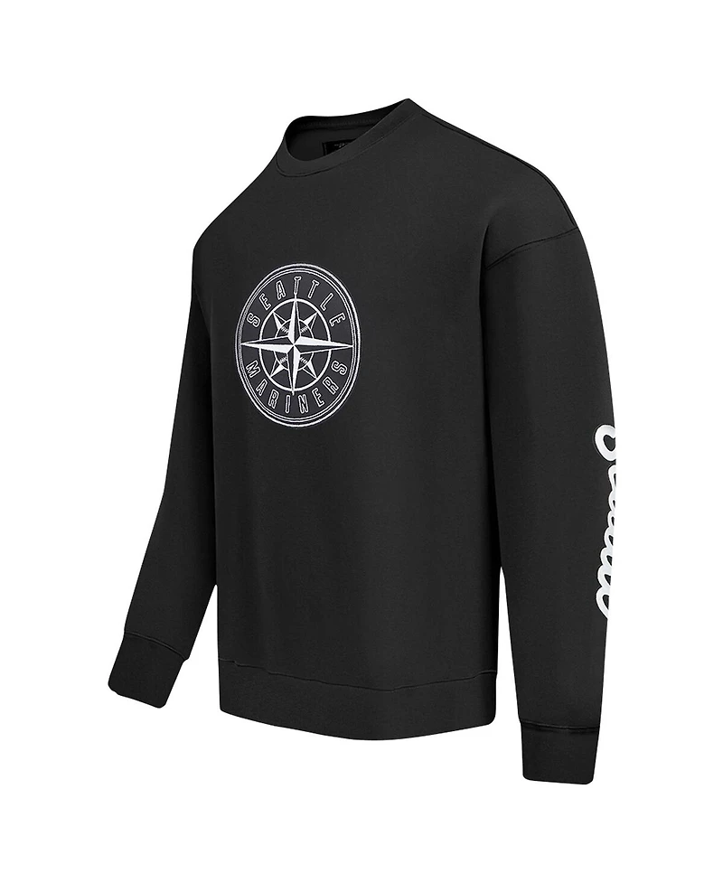 Pro Standard Men's Black Seattle Mariners Paint The City Dropped Shoulder Pullover Sweatshirt