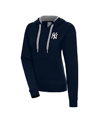Antigua Women's Navy New York Yankees Brushed Metallic Victory Pullover Hoodie