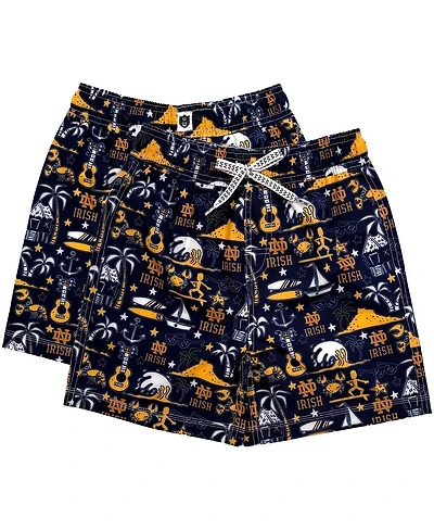 Wes & Willy Big Boys and Girls Navy Notre Dame Fighting Irish Luau Swim Trunks