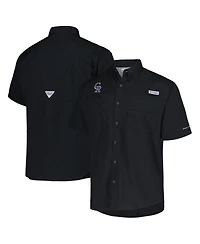 Columbia Men's Black Colorado Rockies Tamiami Omni-Shade Button-Down Shirt