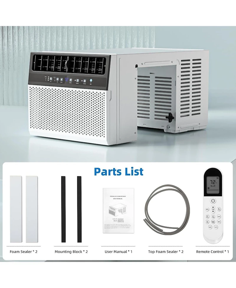 Cowsar Btu U-Shaped Window Air Conditioner Cools up to 450 Sq.Ft with 6 Modes 24H Timer, Window Ac Units, Easy to Install, Low Noise
