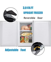 Cowsar Upright Freezer 3.0 Cu.ft, Compact Mini Freezer with Reversible Single Door, Temperature Control, Removable Shelves, Small freezer Stainless St