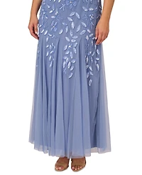 Adrianna Papell Women's Plus Floral-Design Embellished Gown