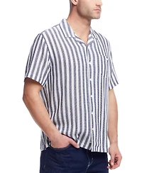 Weatherproof Vintage Men's Airtex Short Sleeve Striped Button-Front Camp Shirt