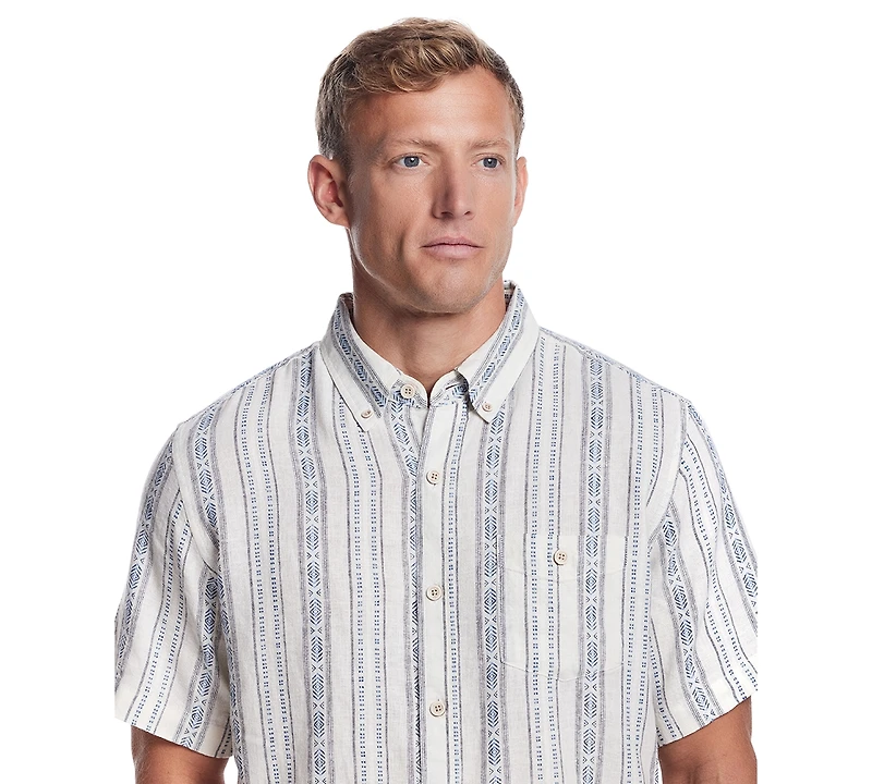 Weatherproof Vintage Men's Aztec Short Sleeve Printed Button-Down Shirt