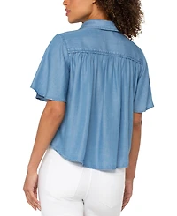 Liverpool Los Angeles Petite Flutter-Sleeve Blouse