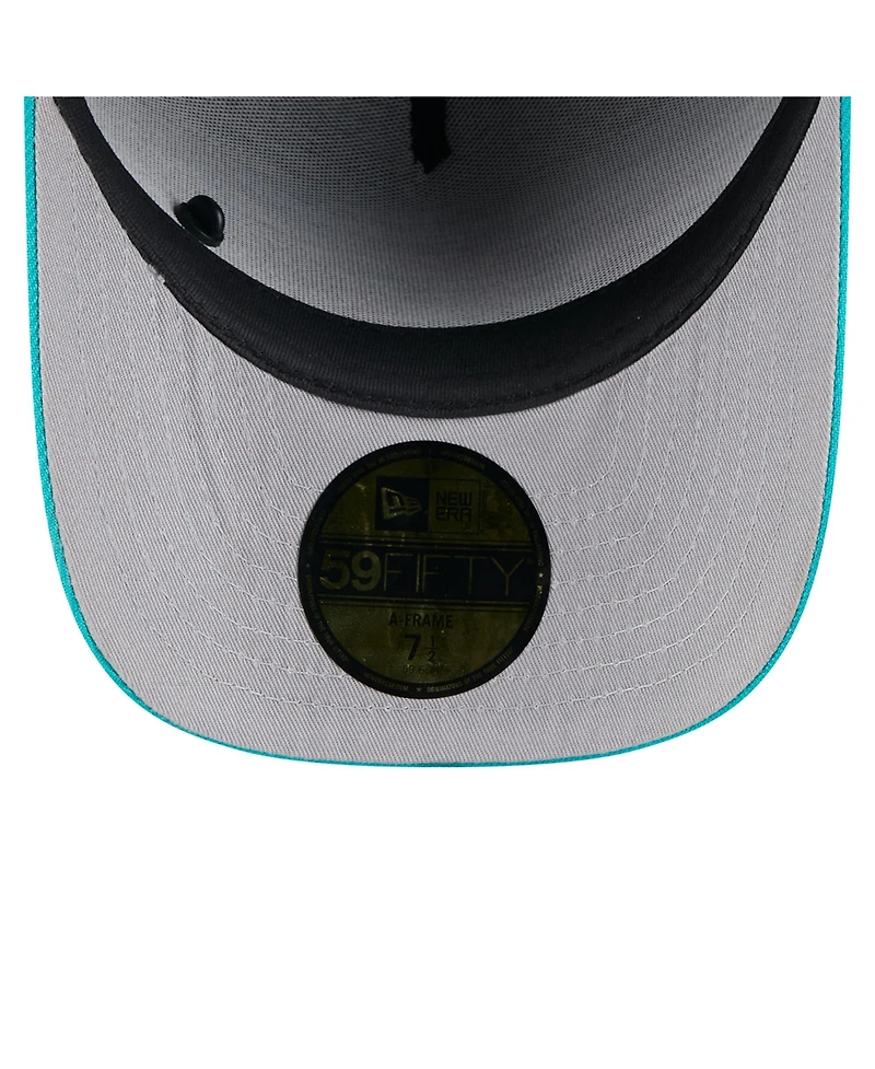 New Era Men's Black/Aqua Miami Dolphins 2025 Nfl Draft On Stage A-Frame 59FIFTY Fitted Hat