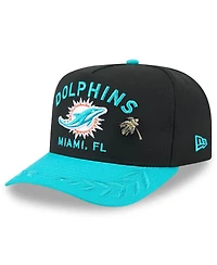New Era Men's Black/Aqua Miami Dolphins 2025 Nfl Draft On Stage A-Frame 59FIFTY Fitted Hat