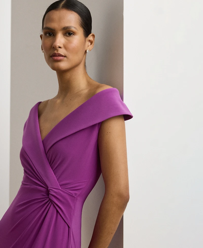 Lauren Ralph Lauren Women's Jersey Off-the-Shoulder Side-Slit Column Gown