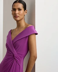 Lauren Ralph Lauren Women's Jersey Off-the-Shoulder Side-Slit Column Gown