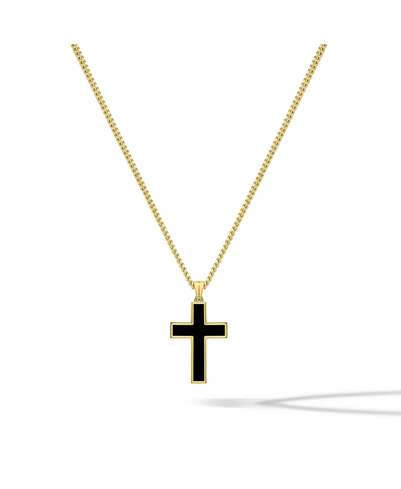 Vincero Men's Stone Cross Pendant Black Onyx 925 Sterling Silver, Regular