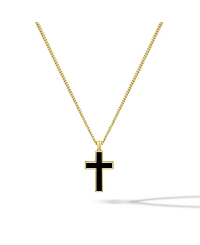 Vincero Men's Stone Cross Pendant Black Onyx 925 Sterling Silver, Regular