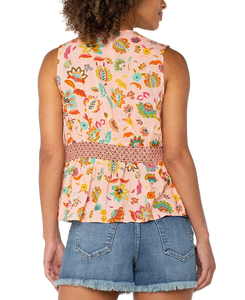 Liverpool Los Angeles Women's Printed Sleeveless Peplum Top