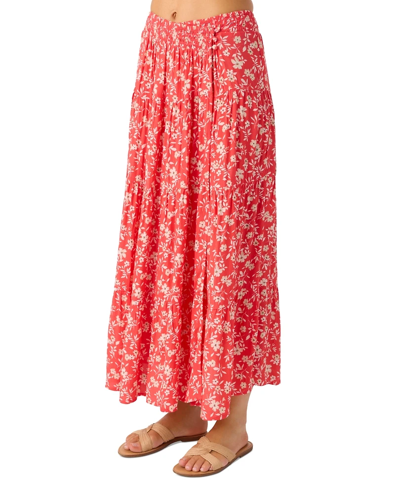 O'Neill Juniors' Luciana Printed Smocked-Waist Tiered Skirt
