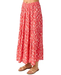 O'Neill Juniors' Luciana Printed Smocked-Waist Tiered Skirt