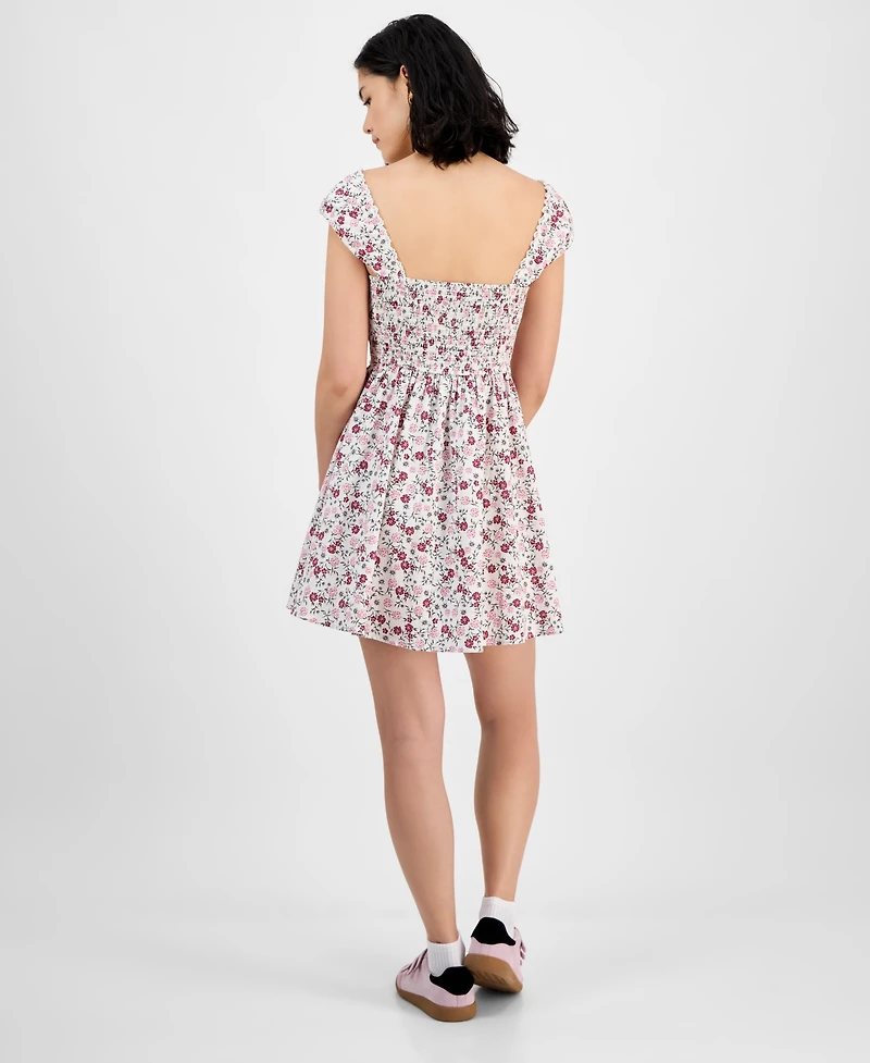 Kingston Grey Juniors' Floral Printed Cotton Mini Dress