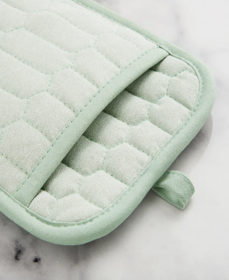 Martha Stewart Honeycomb Quilted Chambray Pot Holder Set, 7" x 10"