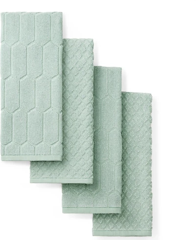 Martha Stewart Honeycomb Chambray Textured Cotton Kitchen Towel Set