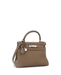 Pre-Owned Hermes Kelly 28 Handbag Grey Togo with Palladium Hardware