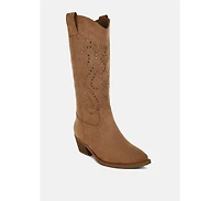 Lariat Studs Embellished Cowboy Boots Women
