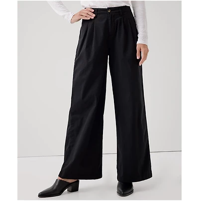 Pact Women's Organic Cotton Boulevard Brushed Twill Wide Leg Trouser