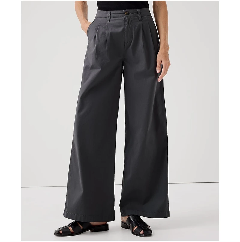 Pact Women's Organic Cotton Boulevard Brushed Twill Wide Leg Trouser
