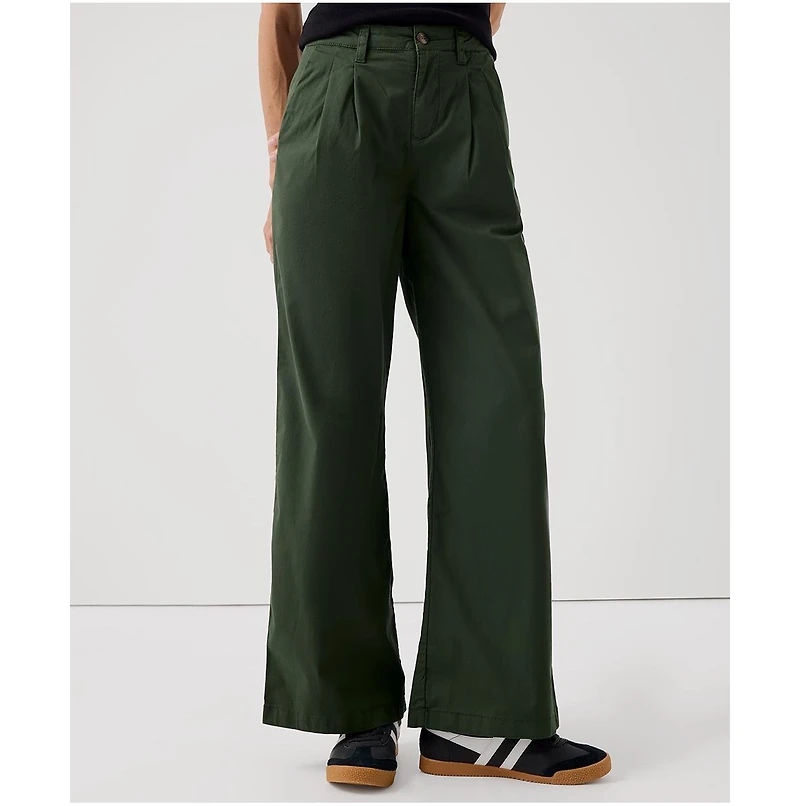 Pact Women's Organic Cotton Boulevard Brushed Twill Wide Leg Trouser