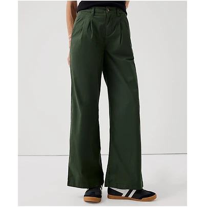 Pact Women's Organic Cotton Boulevard Brushed Twill Wide Leg Trouser