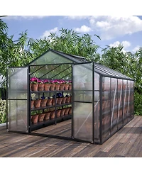 Premium 8'x12' Walk-In Greenhouse with Polycarbonate Walls and Aluminum Frame
